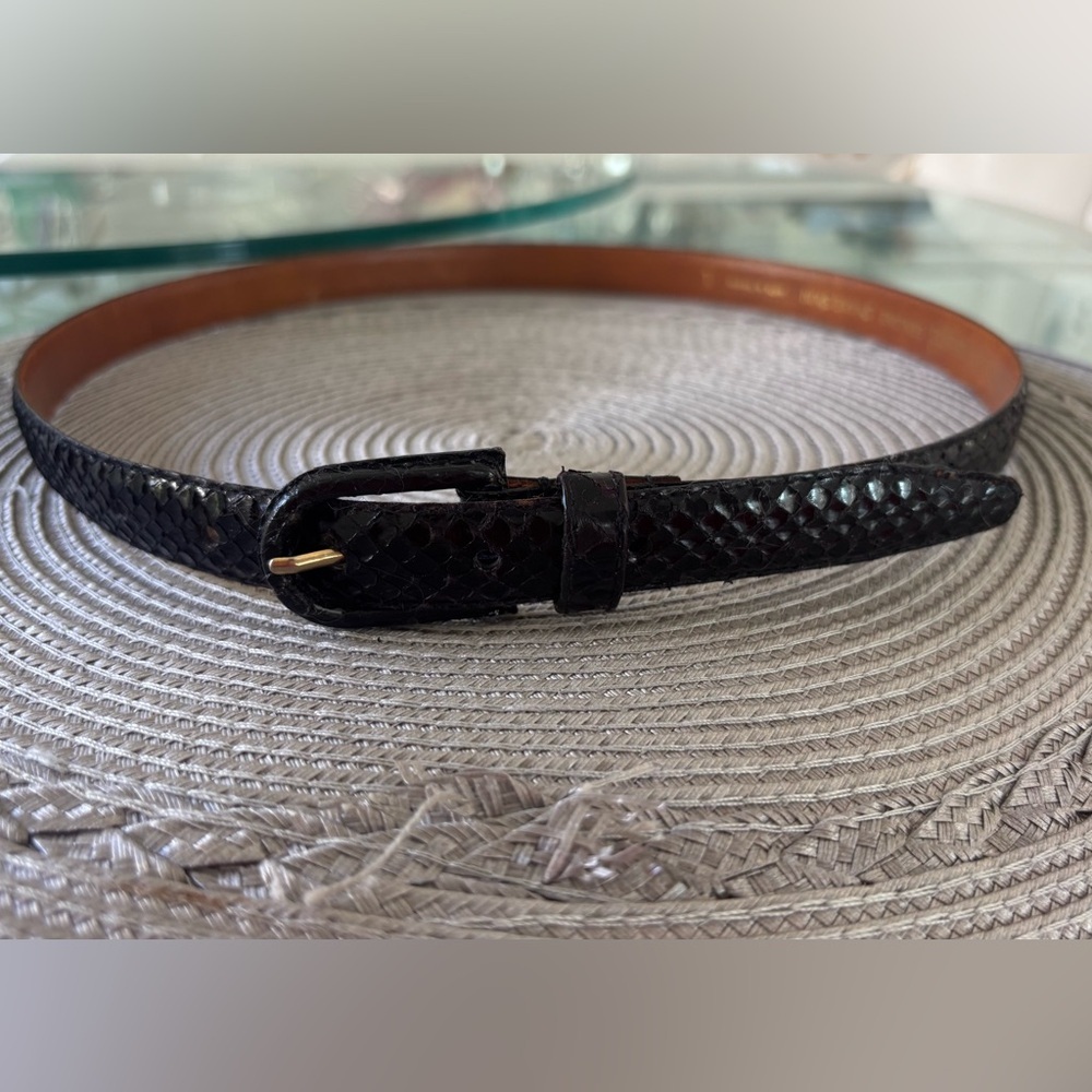 Vintage Jana For Madrid Black Genuine Snake Skin Belt marked L - Picture 5 of 8